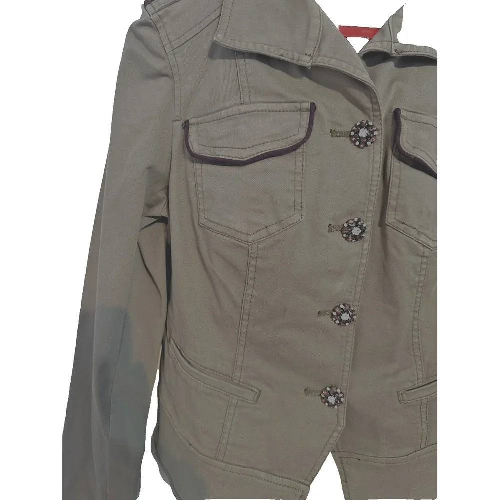 White House Black Market Rhinestone‎ Embellished Buttons Casual Jacket Size 8
